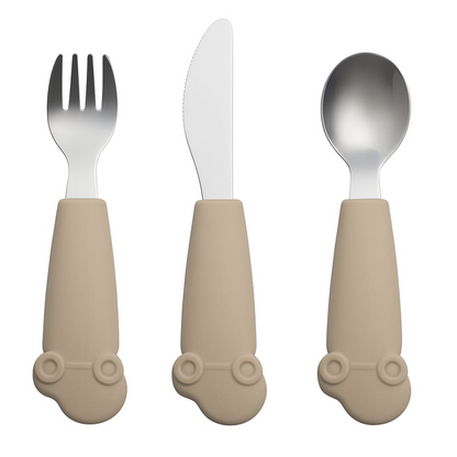 Kids Stainless Steel Silverware Set- Brown Dark Toffee