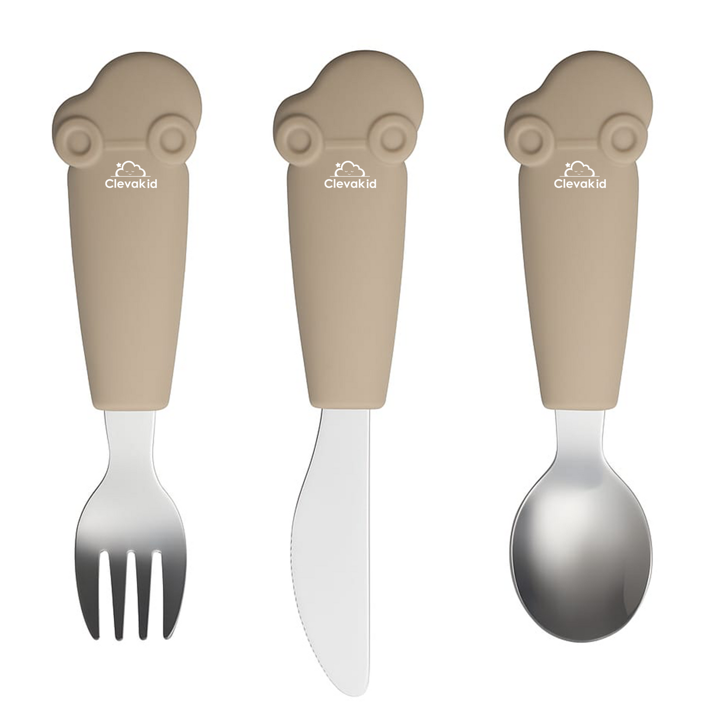 Kids Stainless Steel Silverware Set- Brown Dark Toffee