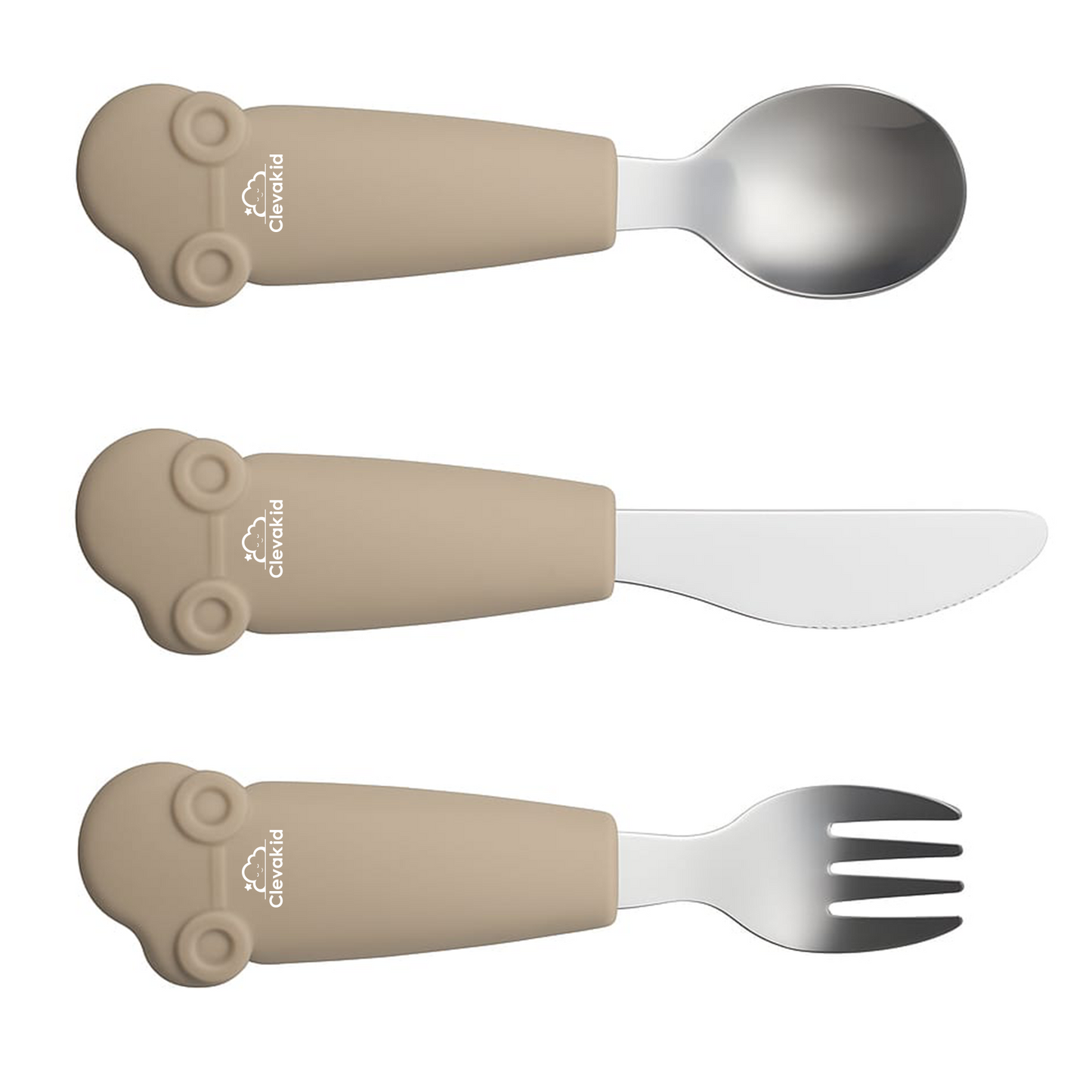 Kids Stainless Steel Silverware Set- Brown Dark Toffee