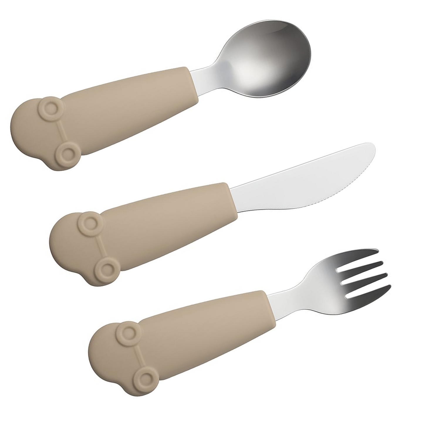 Kids Stainless Steel Silverware Set- Brown Dark Toffee