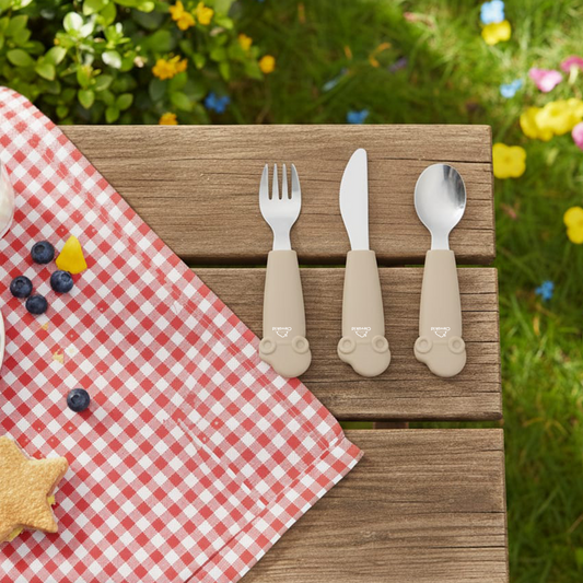 Kids Stainless Steel Silverware Set- Brown Dark Toffee