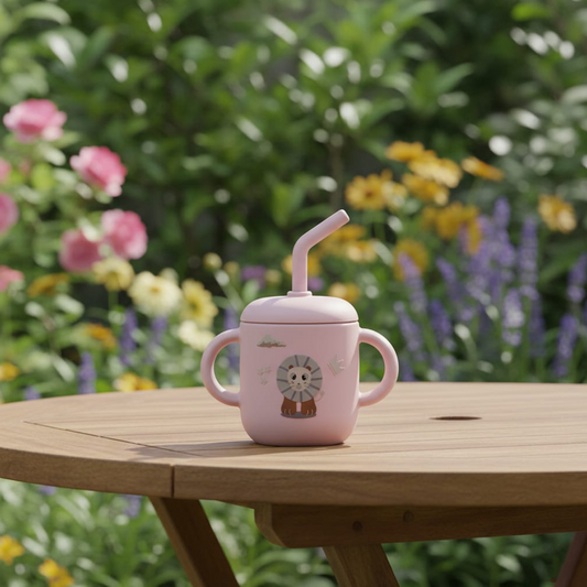 Silicone Training Cup with Straw Red Rose -  180ML\6 OZ  - ClevaKingee Friend