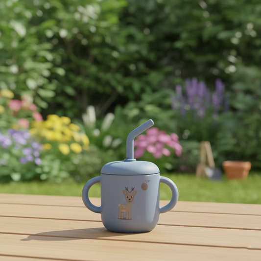 Silicone Training Cup with Straw Baby Blue -  180ML\6 OZ  - ClevaZaal Friend