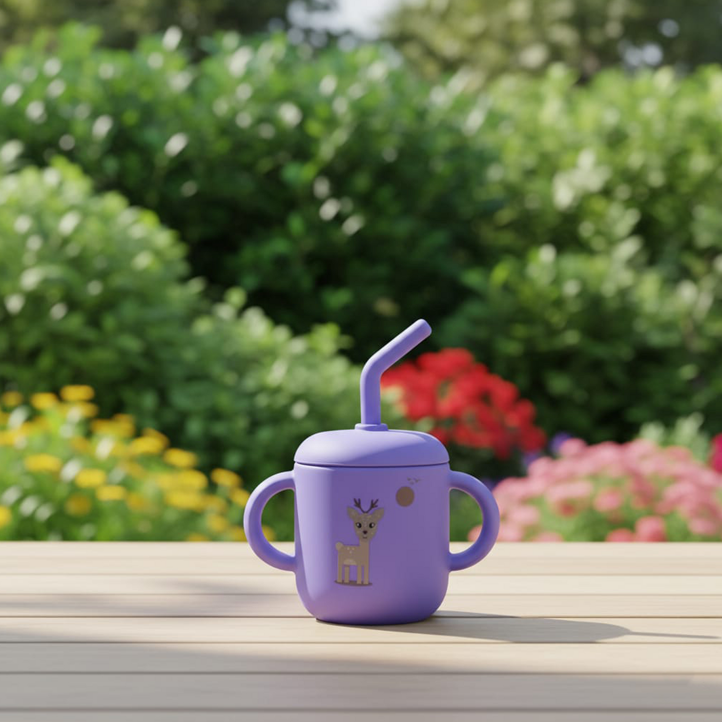 Silicone Training Cup with Straw Purple Lavender -  180ML\6 OZ  - ClevaZaal Friend