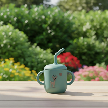 Silicone Training Cup with Straw Green Mint -  180ML\6 OZ  - ClevaZaal Friend