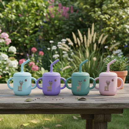 Silicone Training Cup with Straw Purple Lavender -  180ML\6 OZ  - ClevaZaal Friend