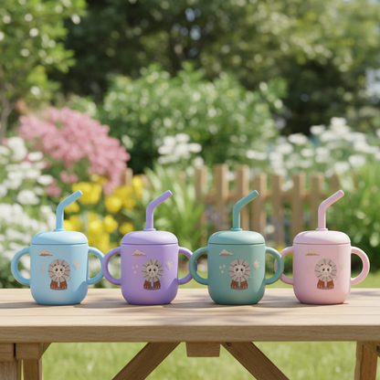 Silicone Training Cup with Straw Baby Blue -  180ML\6 OZ  - ClevaKingee Friend