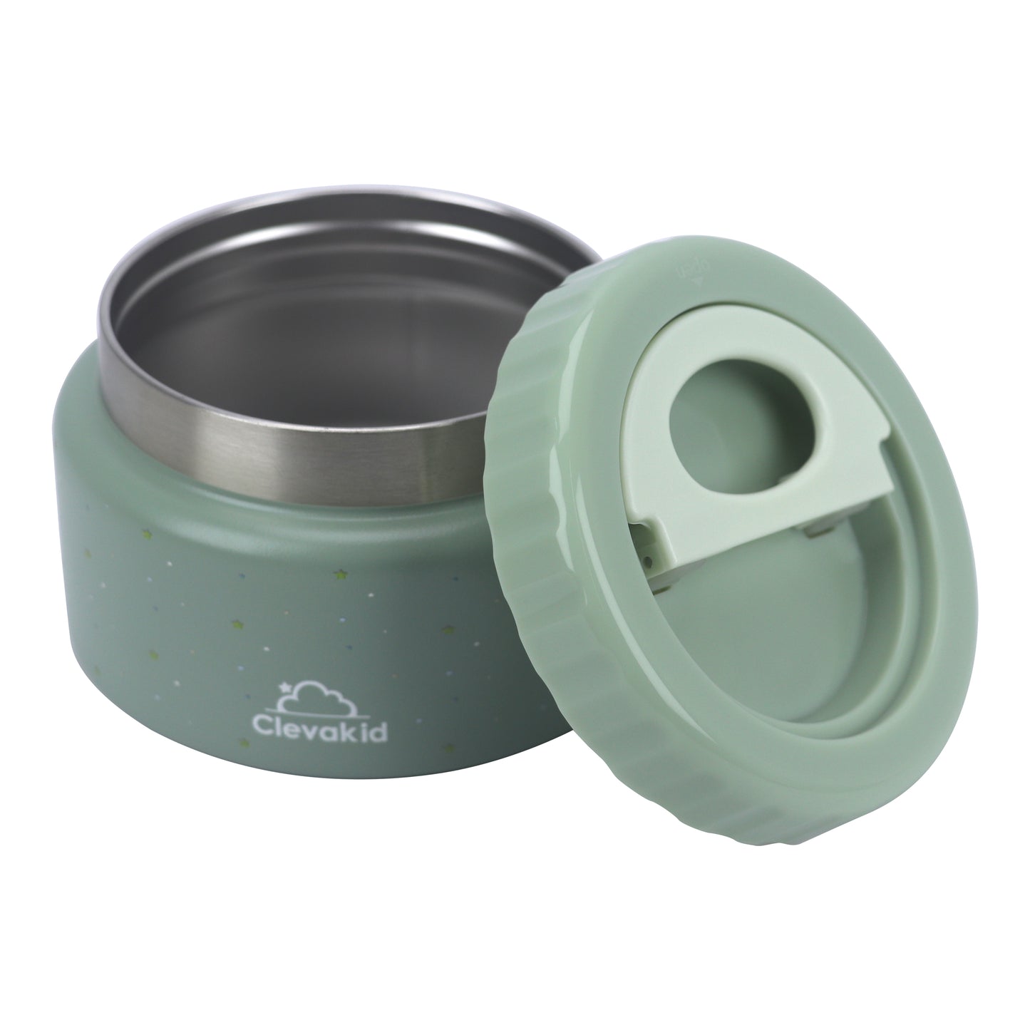 Thermal Food Jar Green  Olive 250ML \8 OZ - stars Design