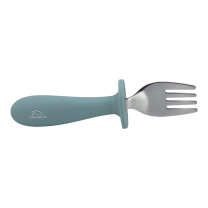 Toddler Stainless Steel Spoon & Fork Set- Blue Light
