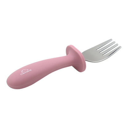 Toddler Stainless Steel Spoon & Fork Set- pink Dark