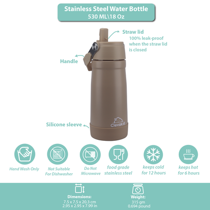 Stainless Steel Water Bottle Brown Latte- 530ML\18 OZ