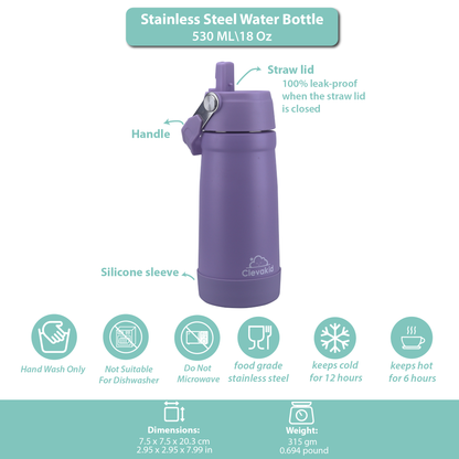 Stainless Steel Water Bottle Purple Light- 530ML\18 OZ