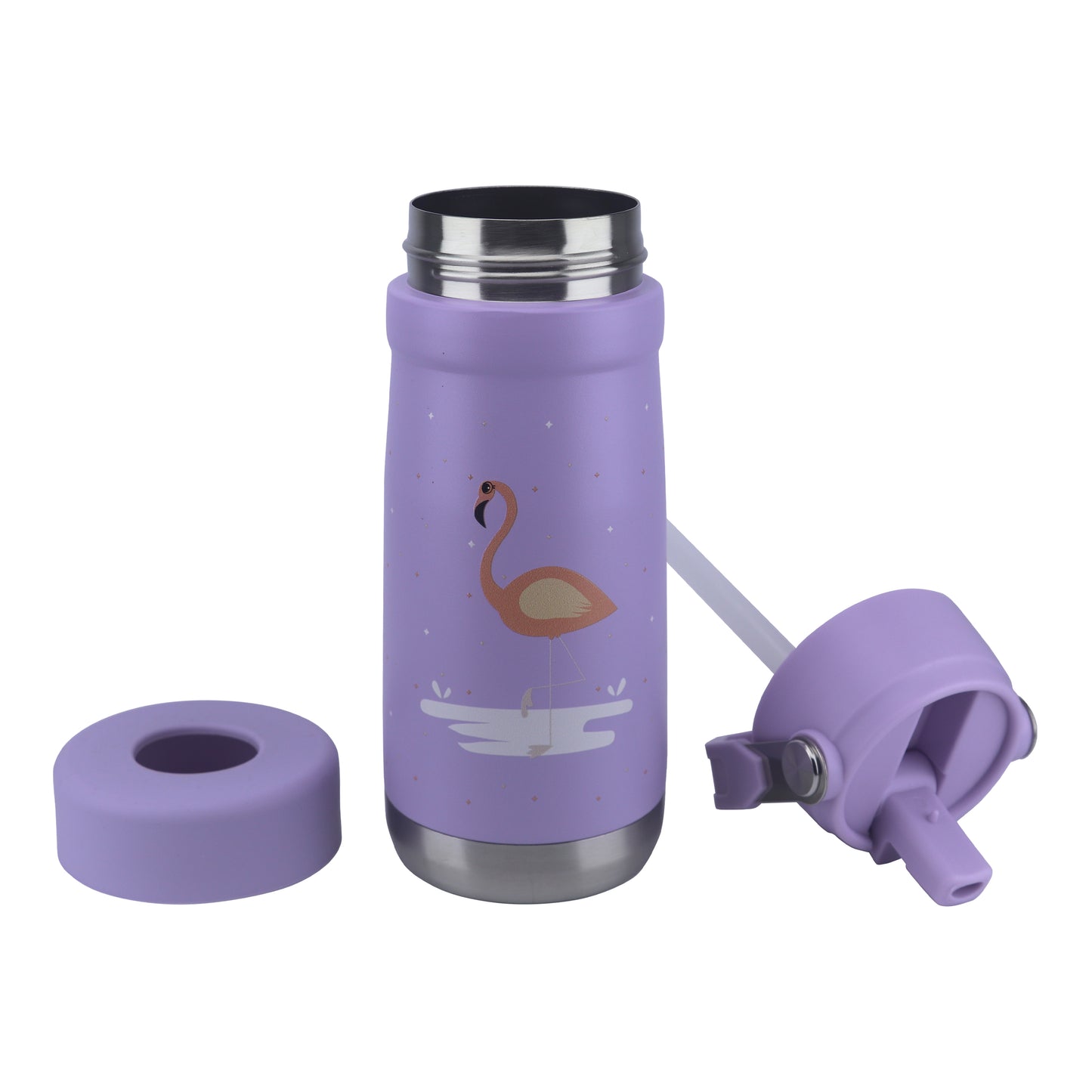 Stainless Steel Water Bottle Purple Light- 530ML\18 OZ - ClevaMingoo Friend