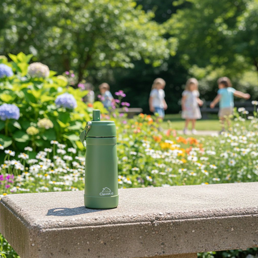 Stainless Steel Water Bottle Green Leaves- 530ML\18 OZ