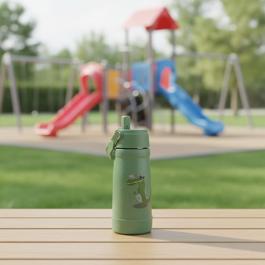 Stainless Steel Water Bottle Green Leaves- 530ML\18 OZ - ClevaGator Friend