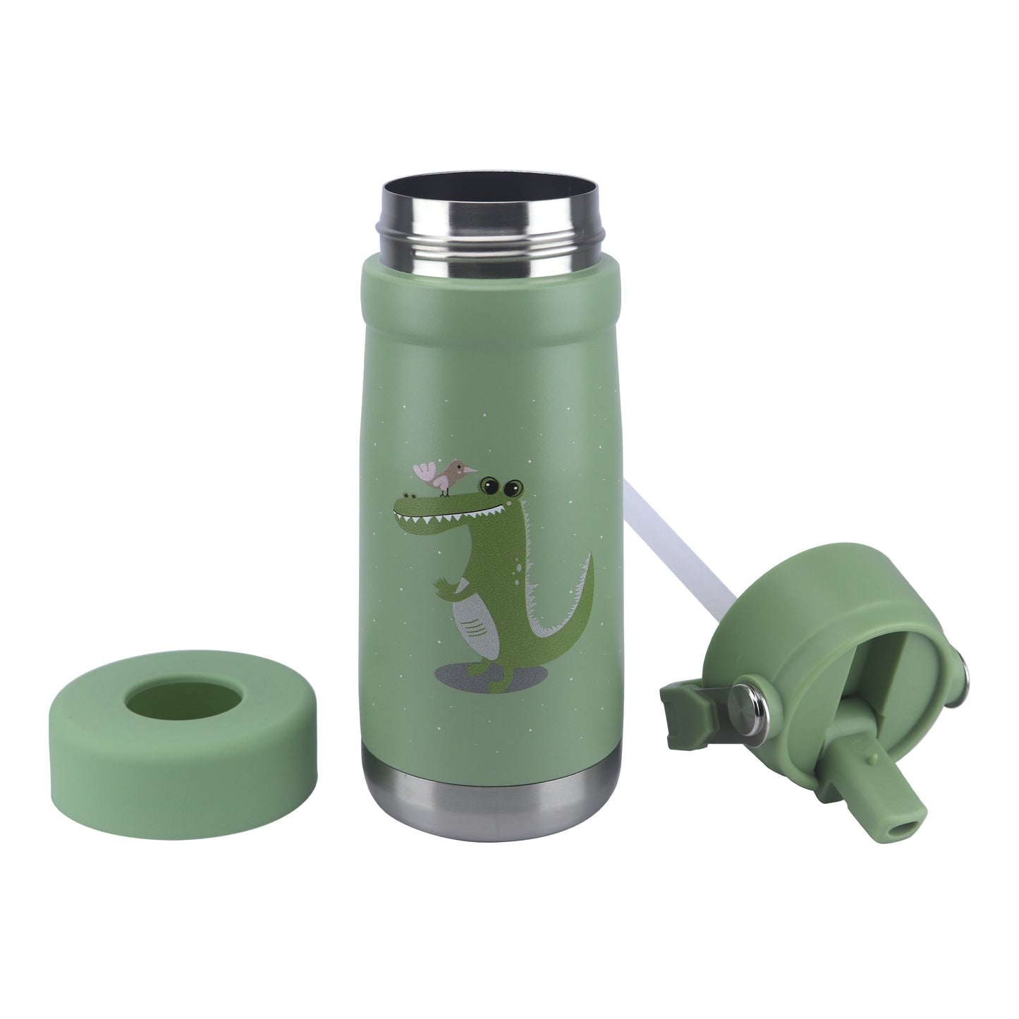 Stainless Steel Water Bottle Green Leaves- 530ML\18 OZ - ClevaGator Friend