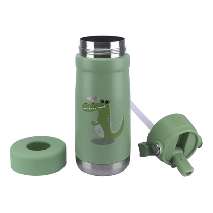 Stainless Steel Water Bottle Green Leaves- 530ML\18 OZ - ClevaGator Friend
