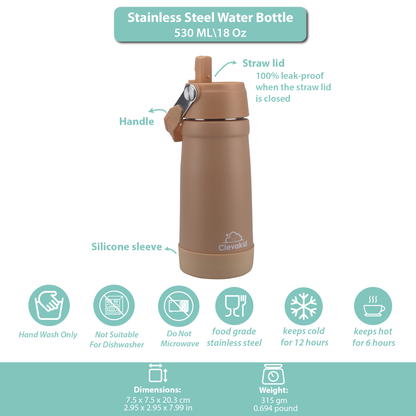 Stainless Steel Water Bottle Orange Light Peach- 530ML\18 OZ