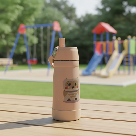 Stainless Steel Water Bottle Orange Light Peach- 530ML\18 OZ - ClevaOwlee Friend