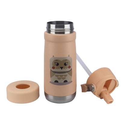 Stainless Steel Water Bottle Orange Light Peach- 530ML\18 OZ - ClevaOwlee Friend