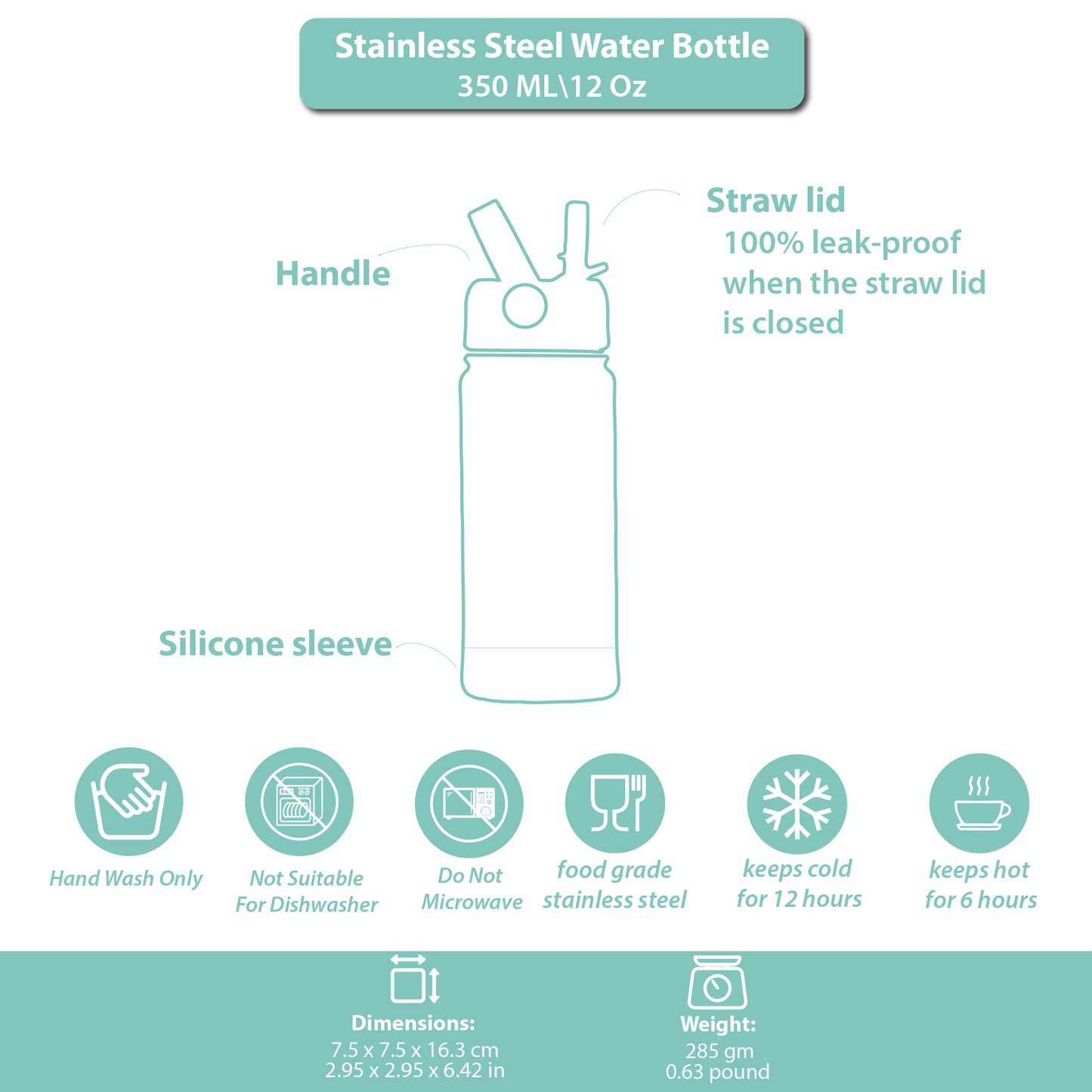 Stainless Steel Water Bottle Green Light Mint- 350 ML\12 OZ - ClevaInk Friend