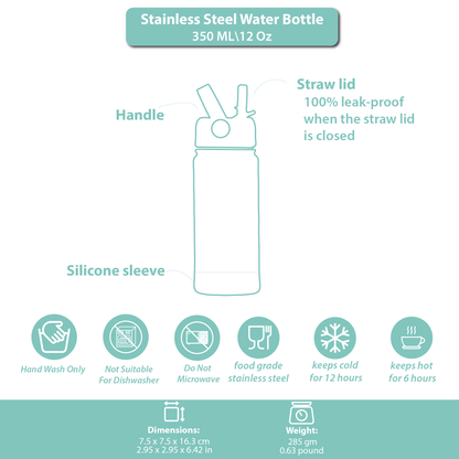 Stainless Steel Water Bottle Dark Brown Toffee- 350ML\12 OZ - ClevaWhity Friend