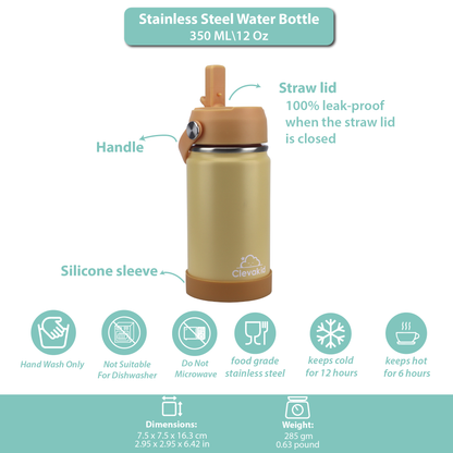 Stainless Steel Water Bottle Orange Light- 350ML\12 OZ