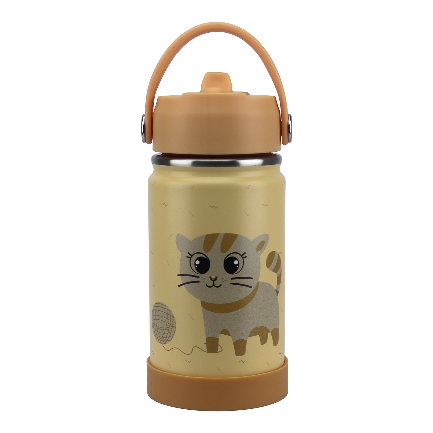 Stainless Steel Water Bottle Orange Light- 350ML\12 OZ - ClevaMeow Friend