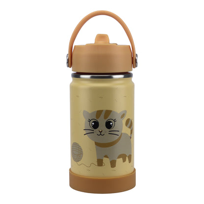 Stainless Steel Water Bottle Orange Light- 350ML\12 OZ - ClevaMeow Friend