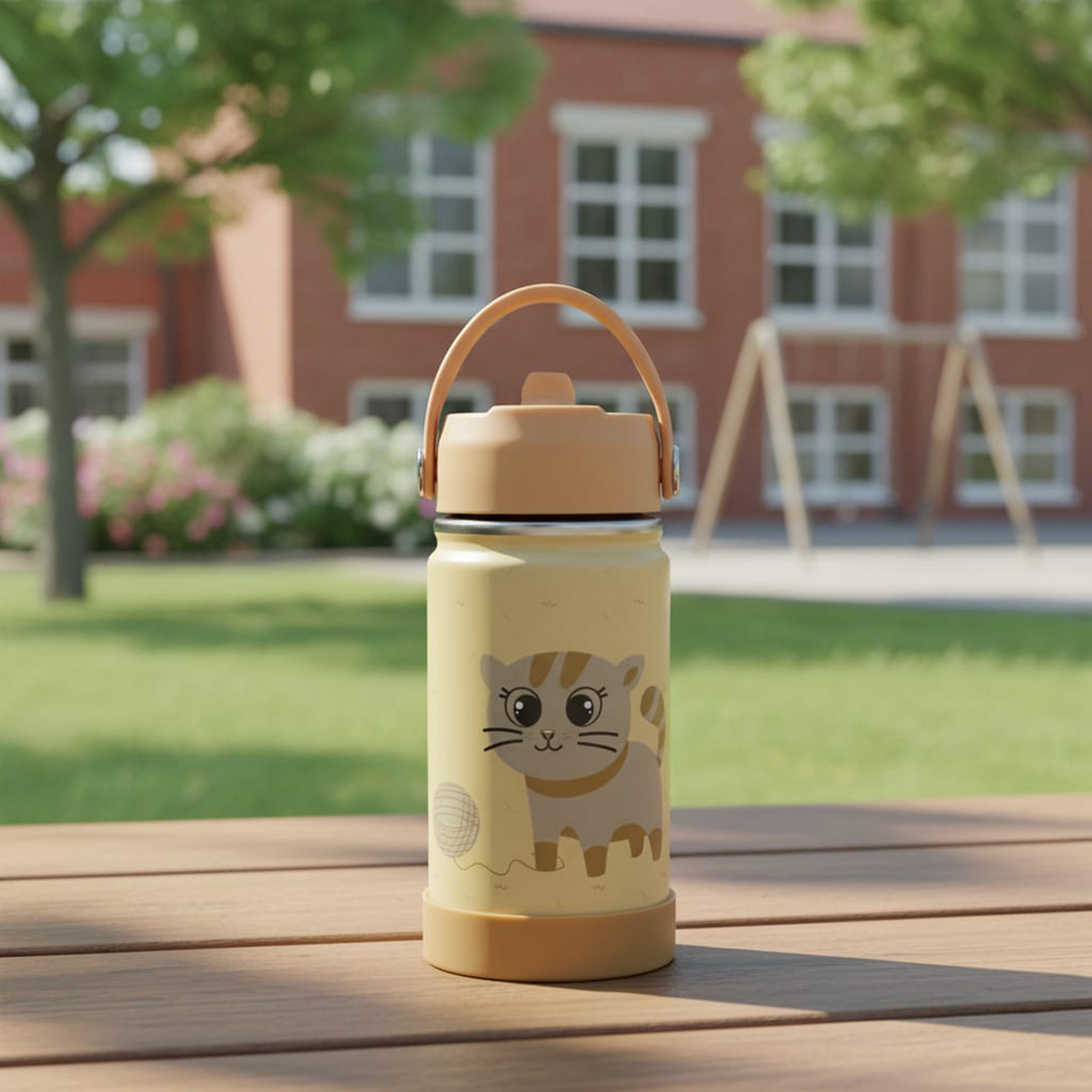 Stainless Steel Water Bottle Orange Light- 350ML\12 OZ - ClevaMeow Friend