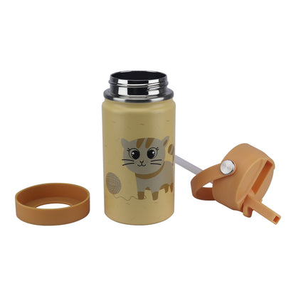 Stainless Steel Water Bottle Orange Light- 350ML\12 OZ - ClevaMeow Friend