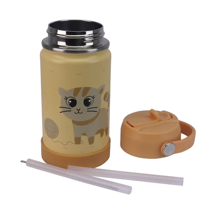 Stainless Steel Water Bottle Orange Light- 350ML\12 OZ - ClevaMeow Friend