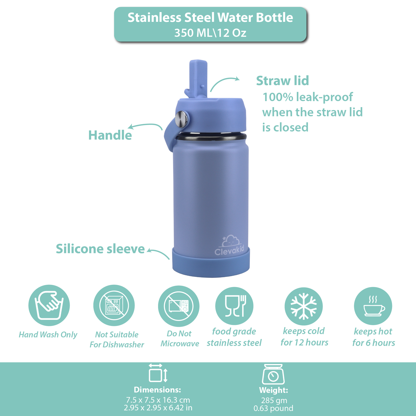 Stainless Steel Water Bottle Blue Ice- 350ML\12 OZ