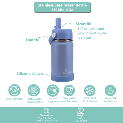 Stainless Steel Water Bottle Blue Ice- 350ML\12 OZ - ClevaTusk Friend