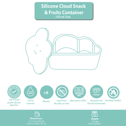 Silicone Snack & Fruits Container Blue Teal 150ML\5 OZ