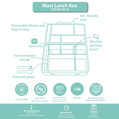 Maxi Lunch Box Green  Olive 1520ML\50 OZ