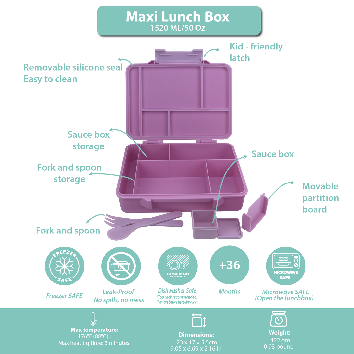 Maxi Lunch Box Purple Ice 1520ML\50 OZ