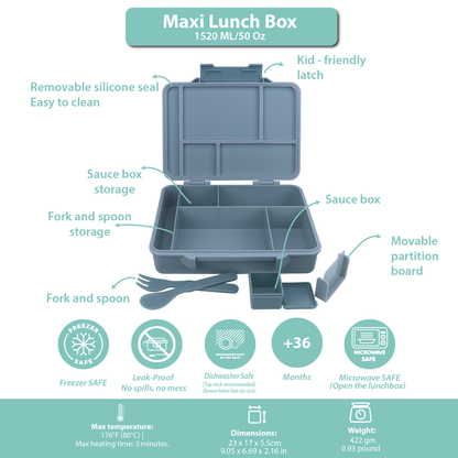 Maxi Lunch Box Baby Blue 1520ML\50 OZ