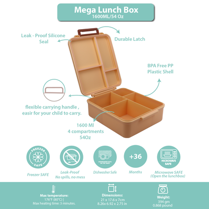 Mega Lunch Box Orange Light Peach 1600ML\54 OZ