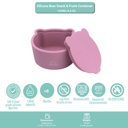 Silicone Snack & Fruits Container Brownish Pink 130ML\4.4 OZ