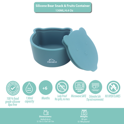Silicone Snack & Fruits Container Blue Dark Teal 130ML\4.4 OZ