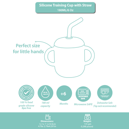 Silicone Training Cup with Straw Baby Blue -  180ML\6 OZ  - ClevaZaal Friend