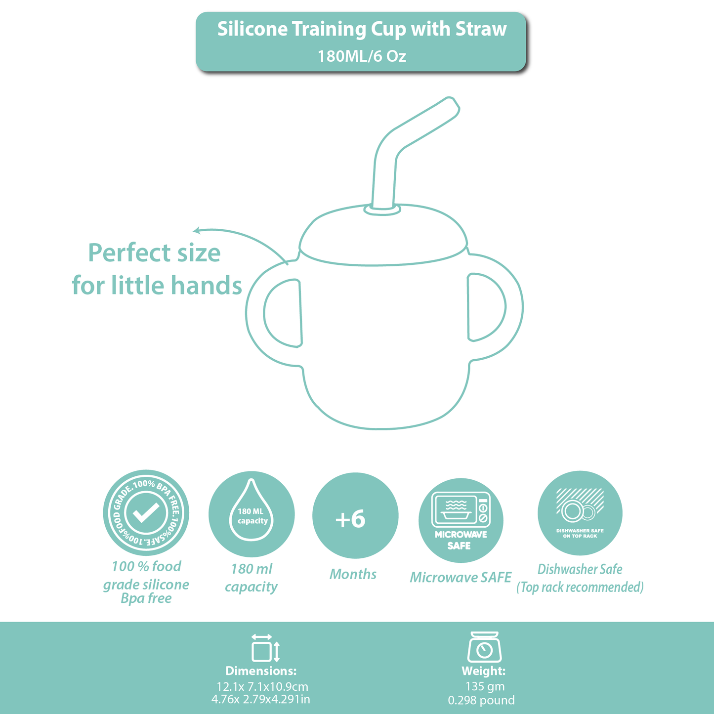 Silicone Training Cup with Straw Green Mint -  180ML\6 OZ  - ClevaKingee Friend