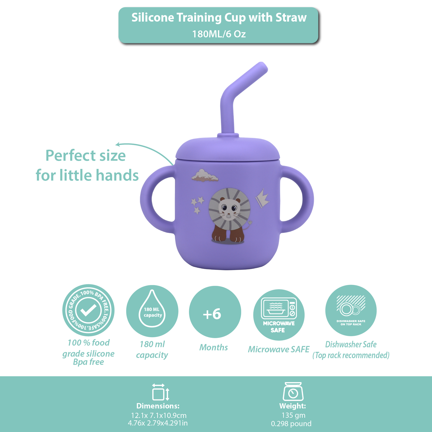 Silicone Training Cup with Straw Purple Lavender -  180ML\6 OZ  - ClevaKingee Friend