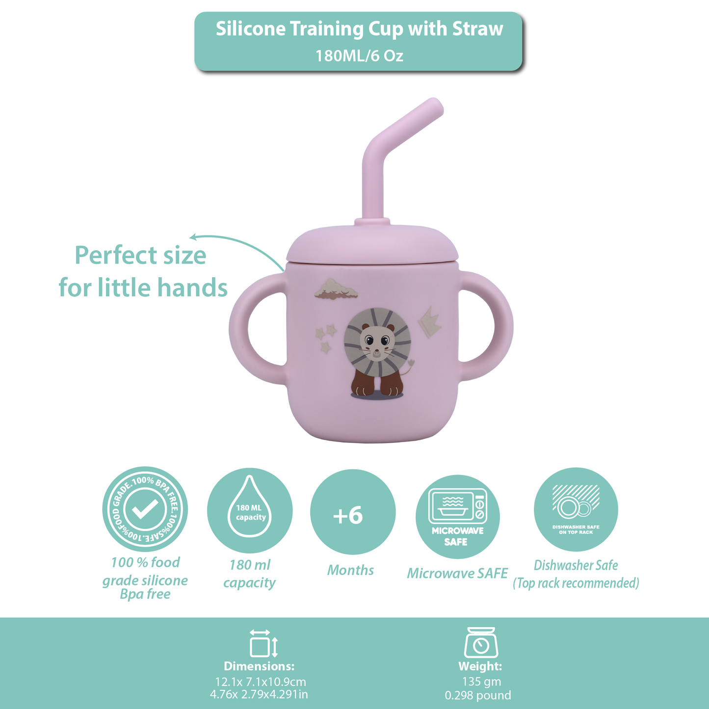 Silicone Training Cup with Straw Red Rose -  180ML\6 OZ  - ClevaKingee Friend