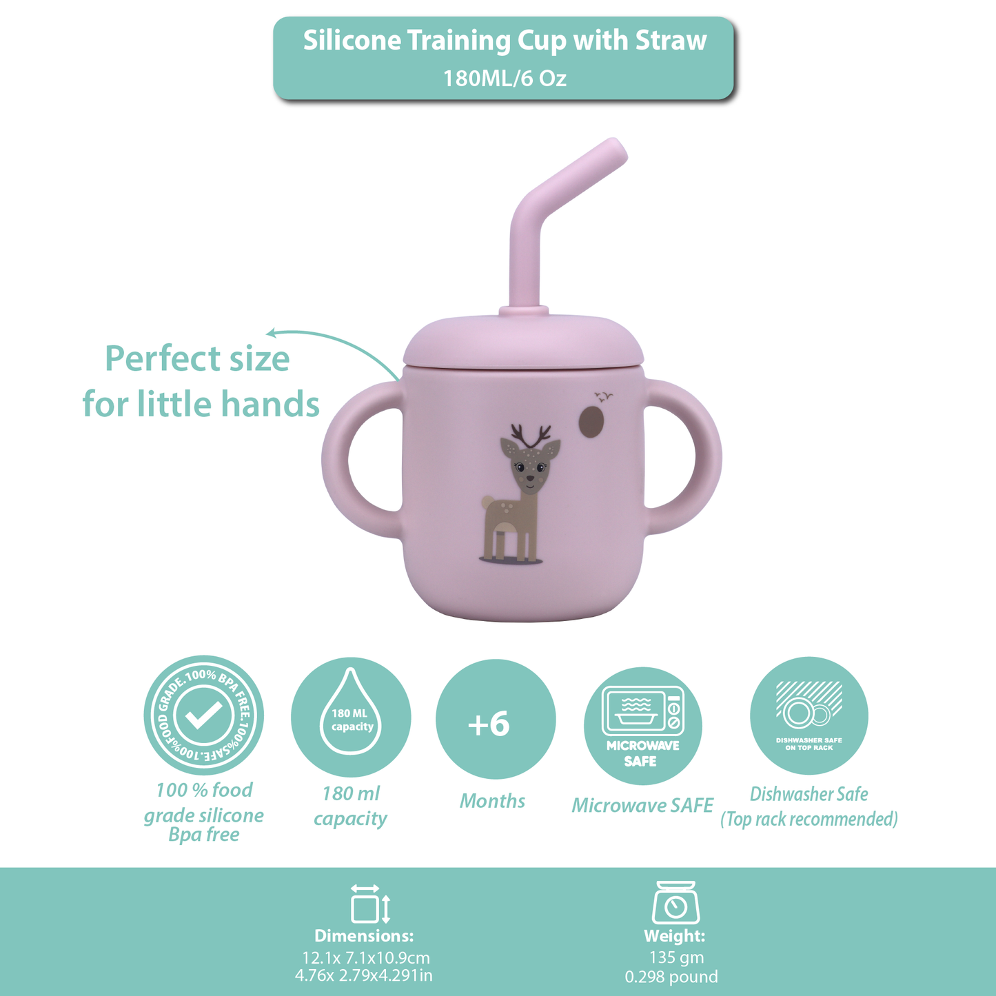 Silicone Training Cup with Straw Red Rose -  180ML\6 OZ  - ClevaZaal Friend