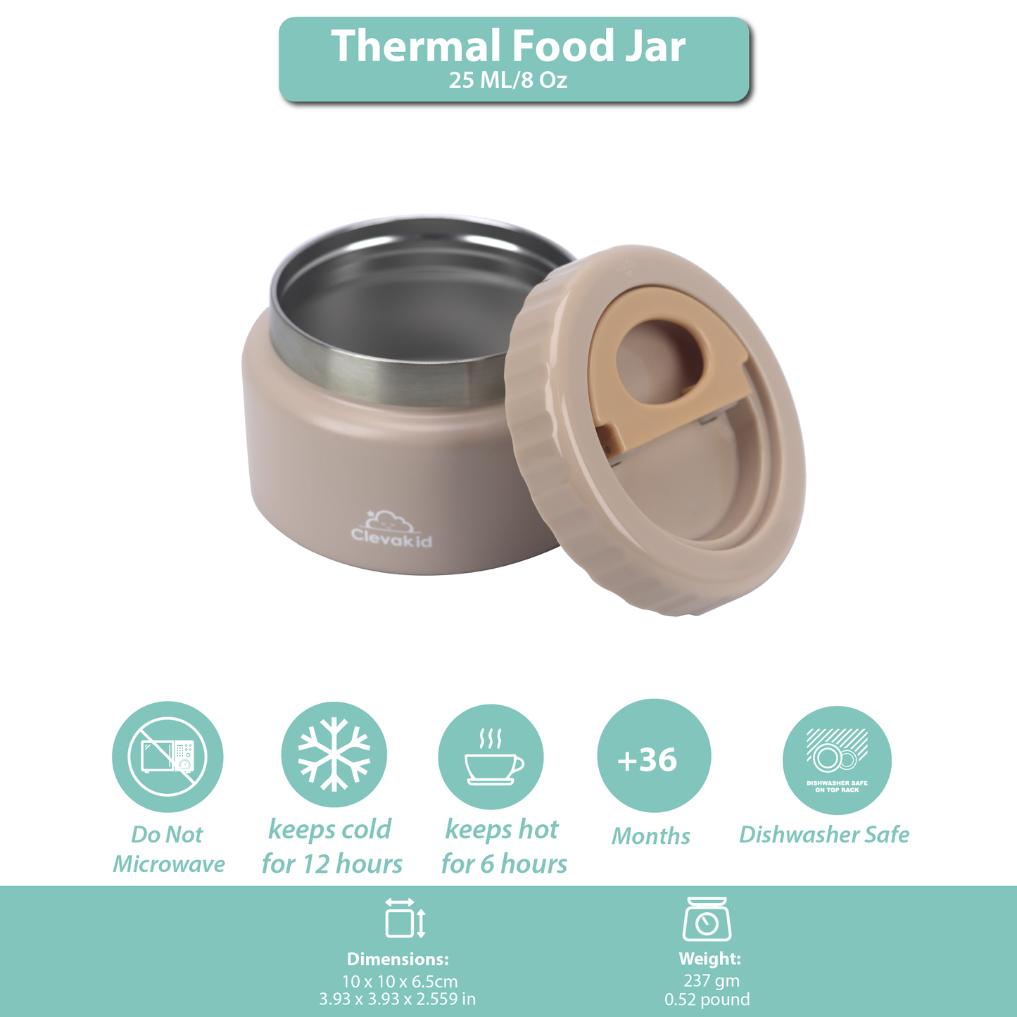 Thermal Food Jar Brown Dark Toffeh 250ML \8 OZ