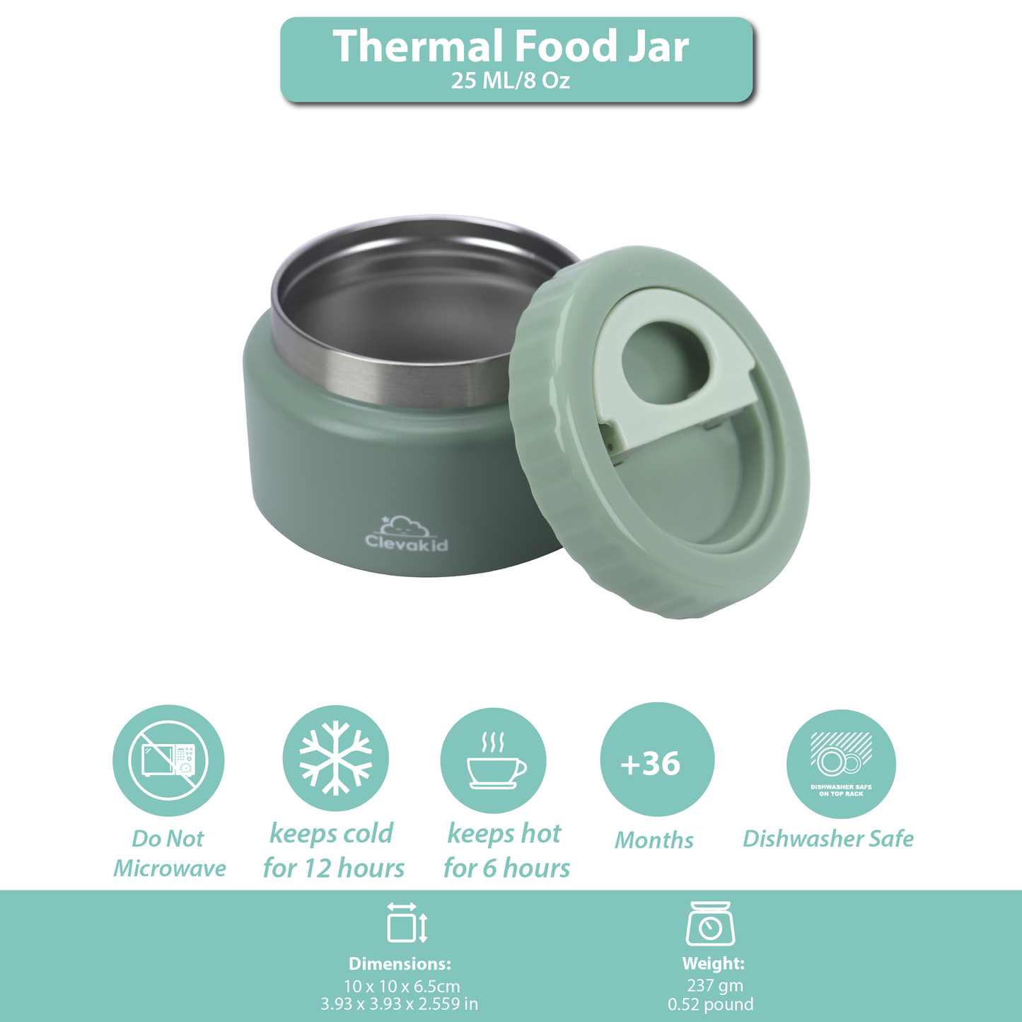 Thermal Food Jar Green  Olive 250ML \8 OZ