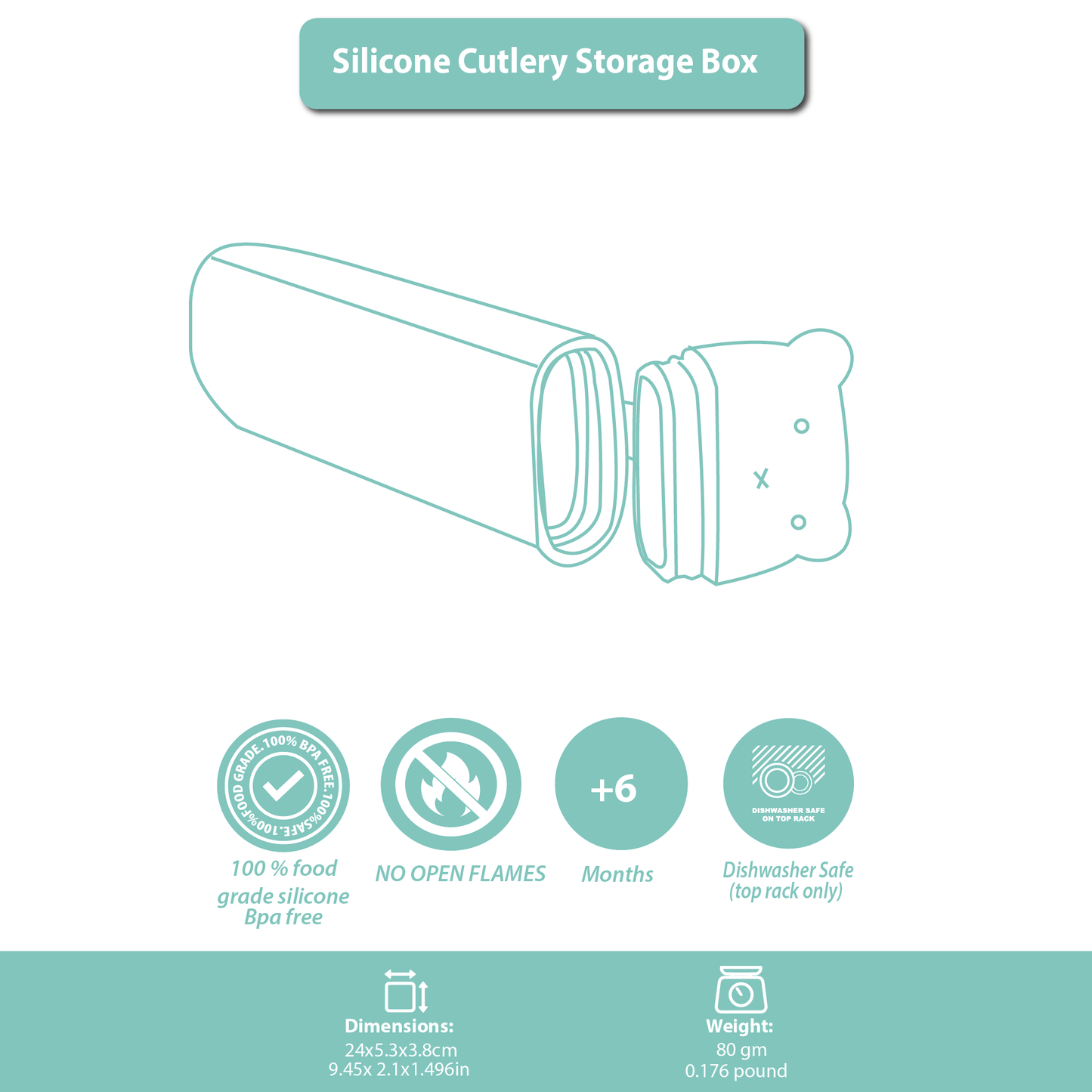 Silicone Cutlery Storage Box - Pink Powder