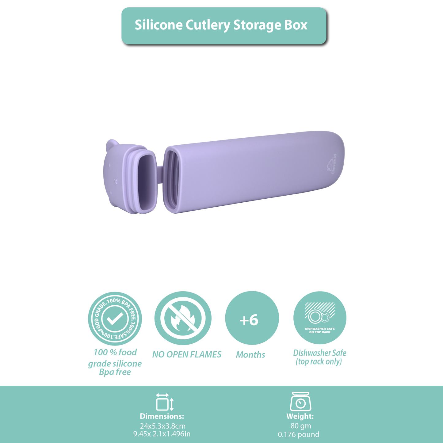 Silicone Cutlery Storage Box - Purple Light